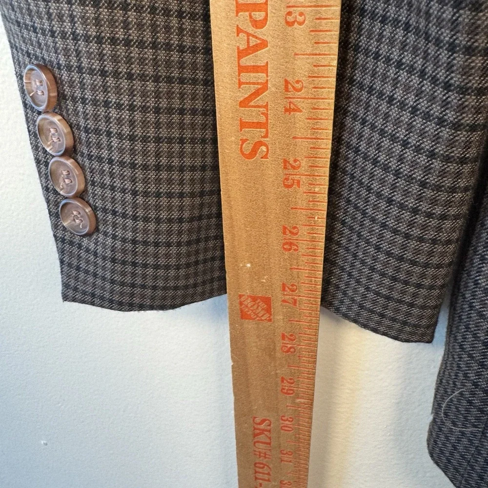 Lauren Ralph Lauren Men's Blazer Sport Coat 46L Brown Houndstooth Velvet Collar
